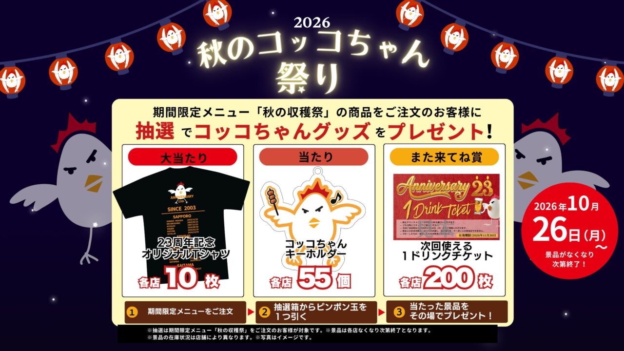 秋のコッコちゃん祭り2026の景品